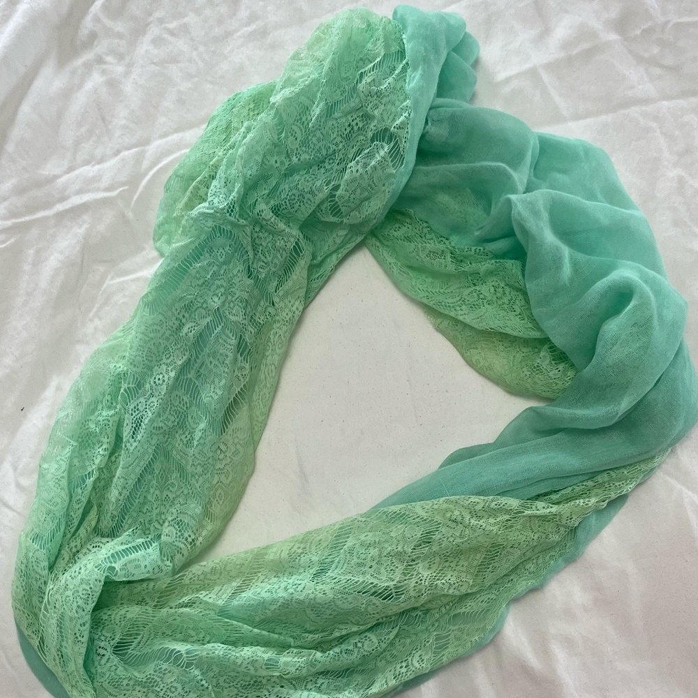 mint green lace infinity scarf